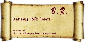 Baksay Róbert névjegykártya